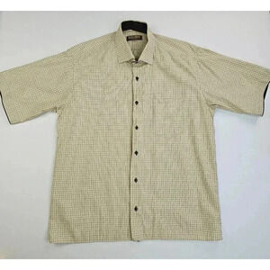 Roberto Cavalli Size XL Mens Classic Beige Brown Check Short Sleeve Pocket Shirt